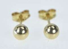 14K Yellow Gold 4mm Vintage Round Classic Stud Earrings