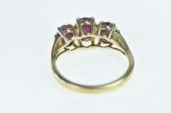 14K Yellow Gold Three Stone Oval Ruby Vintage Diamond Ring
