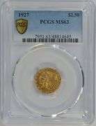 Choice BU 1927 US $2.50 Indian Gold Piece. PCGS MS63