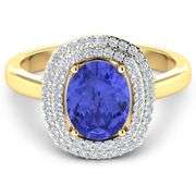 Brilliant 14 Kt Yellow Gold Tanzanite Diamond Ring