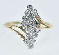14K Yellow Gold Vintage Zig Zag Bypass Cluster Statement Ring