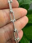Sterling Silver Diamond-Cut Paperclip Bead Chain Necklace 18"