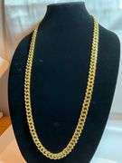 Huge 155.5 Gram 18 Kt Tri-Layered Gold Plate Cuban Link Necklace
