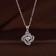 Beautiful solid sterling silver and center Dancing created diamond necklace