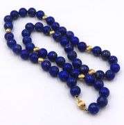 Lapis and gold bead necklace in Yellow gold