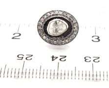 Stunning Mine Cut Diamond Earrings with Dark Silver and Diamond Accents