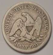 1853 Arrows & Rays Seated Liberty Half Dollar, Circulated.