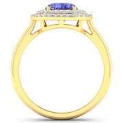 Brilliant 14 Kt Yellow Gold Tanzanite Diamond Ring