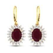 14Kt Huge 4.6 Ct Ruby & Diamond Earrings