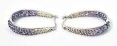 White and Purple CZ Hoop Earrings in Sterling Silver