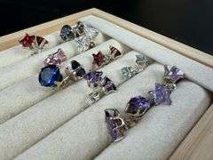 Sterling Silver CZ Earrings Lot of 10 Pairs Various Sizes and Styles