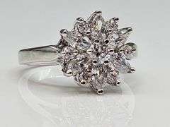 Dazzling 14 Kt White Gold Plated Lab Simulated Diamond Ring