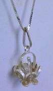 Vintage 950 Sterling Filigree Basket Pendant & Chain