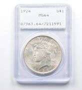1924 Peace Silver Dollar MS64 PCGS Rattler