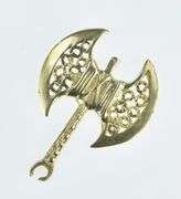 14K Yellow Gold Filigree Double Axe Ornate Weapon Charm/Pendant