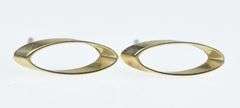 14K Yellow Gold Oval Geometric Slice Vintage Stud Earrings