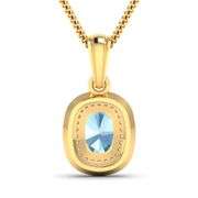 14 Kt Yellow Gold Aquamarine Diamond Pendant