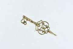 14K Yellow Gold Filigree Skeleton Key Loyalty Symbol Charm/Pendant
