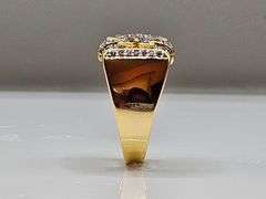Men's 14 Kt Gold Plate 5.75 Cttw. Lab Simulated Diamond Ring.