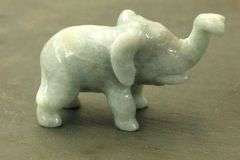 Natural Jadeite Elephant with Raised Tusk