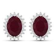 14 Kt White Gold Ruby Diamond Earrings