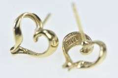 14K Yellow Gold Heart Loop Love Symbol Vintage Stud Earrings