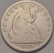 1875 Seated Liberty Half Dollar, Cleaned.