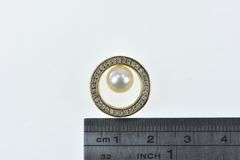 14K Yellow Gold 0.25 Ctw Diamond Pearl Circle Round Pendant