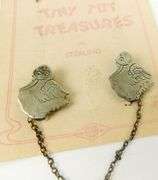 Vintage Sterling Silver Duck Baby Bib Clips