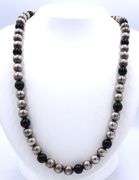 Black onyx and Tibetan beaded necklace
