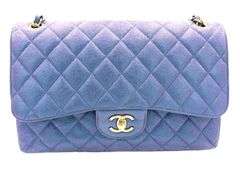 CHANEL Classic Iridescent Caviar Quilted Jumbo Double Flap Bag W/ Box & Card
