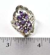 Amethyst and Marcasite Ring in Sterling Silver
