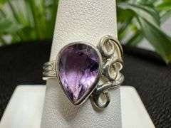 Sterling Silver Natural Amethyst Gemstone Ring Size 9