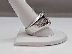 Mens 14 Kt Tri-Layered White Gold Lab Simulated Diamond Ring