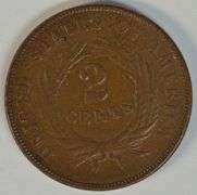 Needle-sharp 1868 Two Cent Piece in brown AU