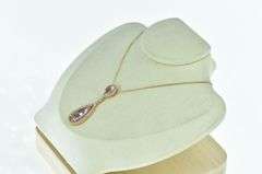 18K Rose Gold 5.05 Ctw Morganite Diamond Drop Pendant
