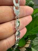 Men's 9.7mm Solid .925 Sterling Silver Flat Figaro Chain Link Italy Necklace 24"