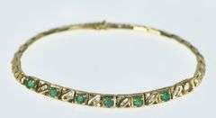 14K Yellow Gold Emerald Diamond Vintage Squared Chain Bracelet