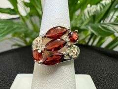 Sterling Silver Natural Garnet Gemstone Ring Size 7