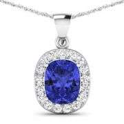 14 K White Gold 3 Ct Tanzanite & Diamond Pendant