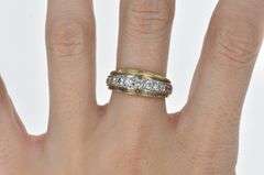 14K Yellow Gold 0.87 Ctw Men's Vintage Diamond Wedding Band Ring