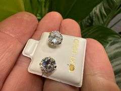 10k Yellow Gold 7mm Round White CZ Solitaire Stud Brilliant Earrings