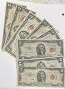 8 Red Seal $2 US Notes Including a Star