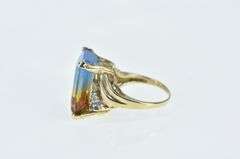 10K Yellow Gold 10 Ct Bi Color Quartz Diamond Cocktail Ring