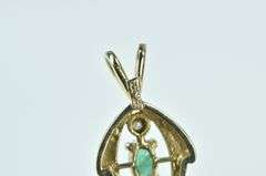 14K Yellow Gold Marquise Emerald Diamond Accent Pendant