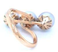 14kt Yellow gold 7.5-8mm Grey 3 pearls ring