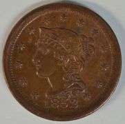 Needle-sharp AU 1852 Braided Hair Large Cent