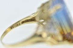 10K Yellow Gold 10 Ct Bi Color Quartz Diamond Cocktail Ring