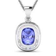14 K White Gold 3 Ct Tanzanite & Diamond Pendant