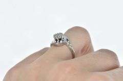 14K White Gold 0.21 Ct Round Diamond Cluster Bypass Ring